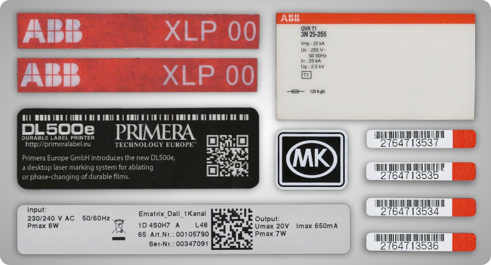 Polyester labels for industrial applications